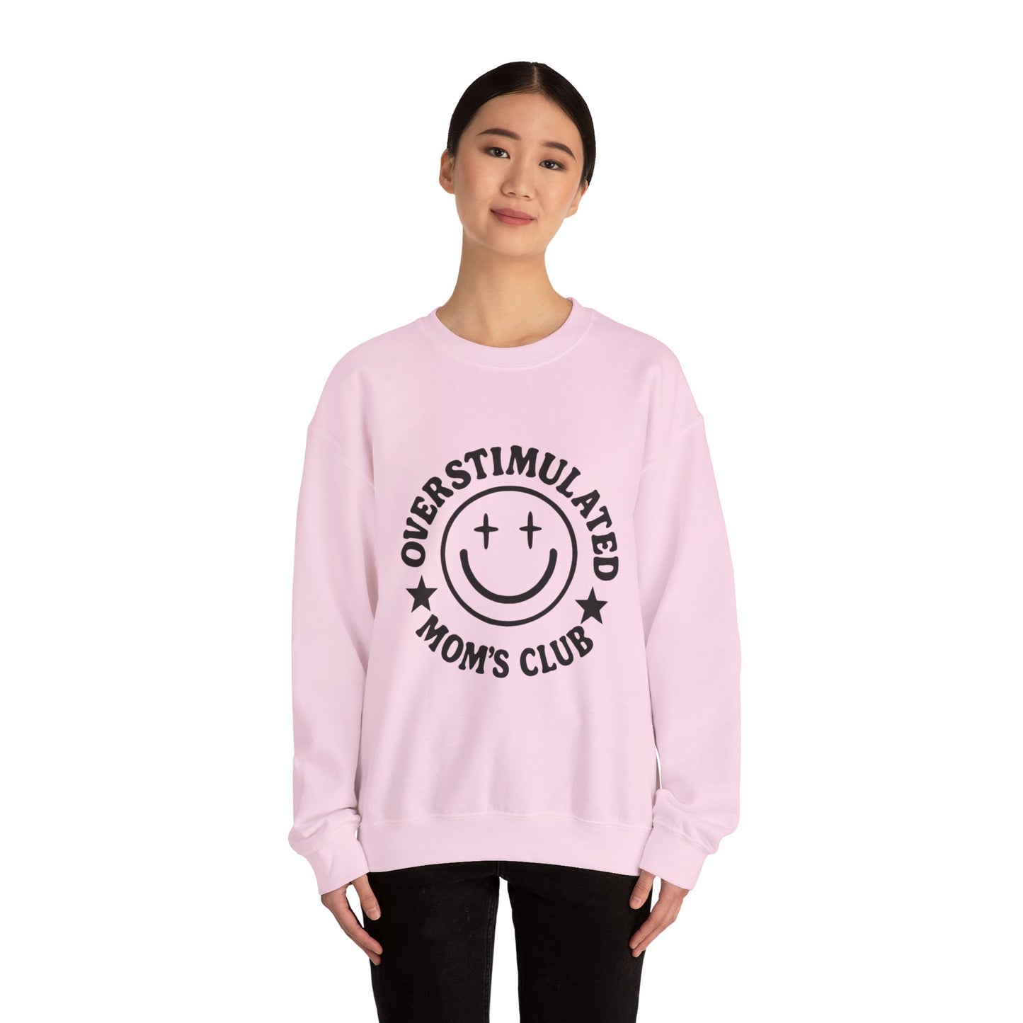 Overstimulated Mom's Club Crewneck Sweatshirt, Funny Gift for Moms, Cozy Lounge Wear, Mother's Day Gift, Parenting Humor Apparel