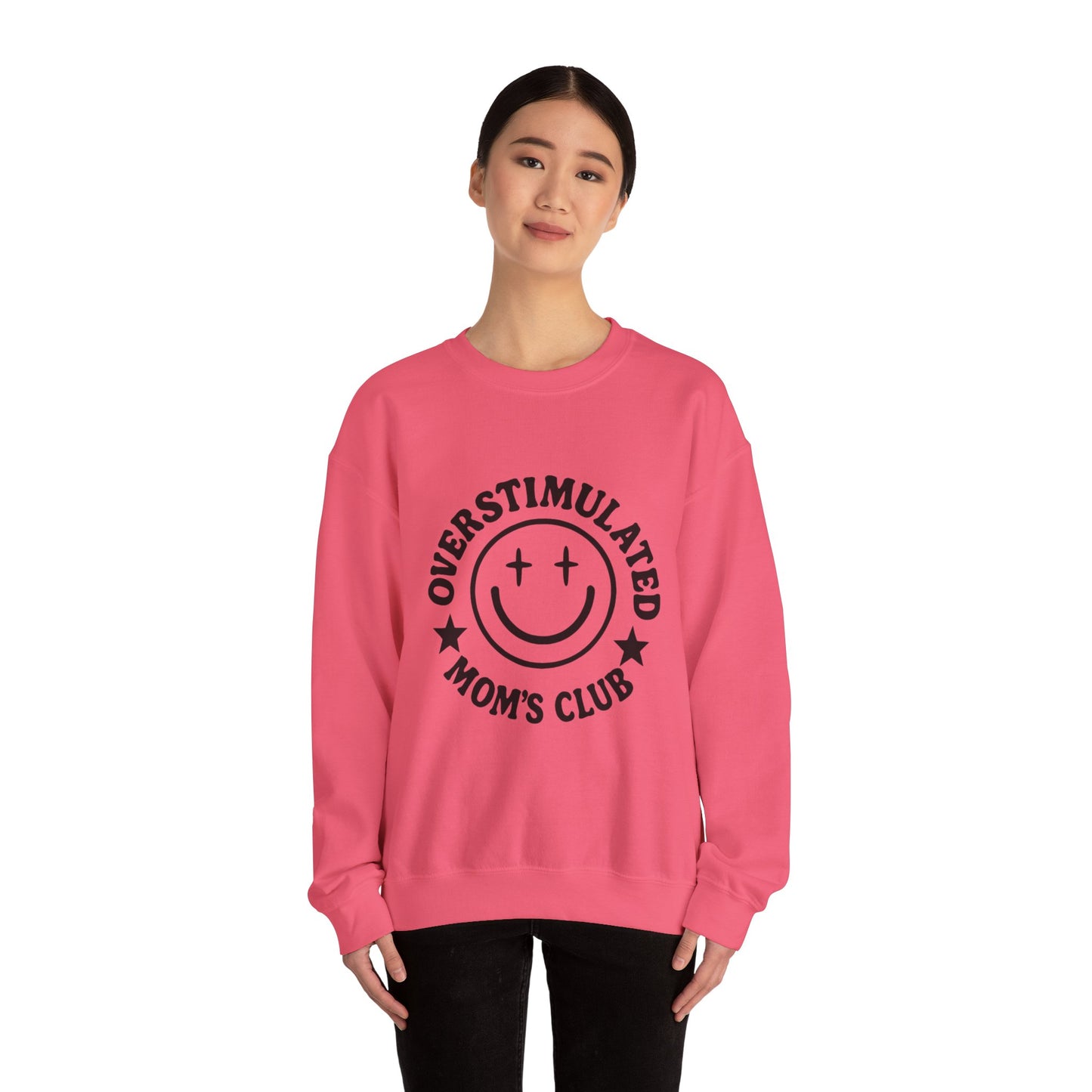 Overstimulated Mom's Club Crewneck Sweatshirt, Funny Gift for Moms, Cozy Lounge Wear, Mother's Day Gift, Parenting Humor Apparel
