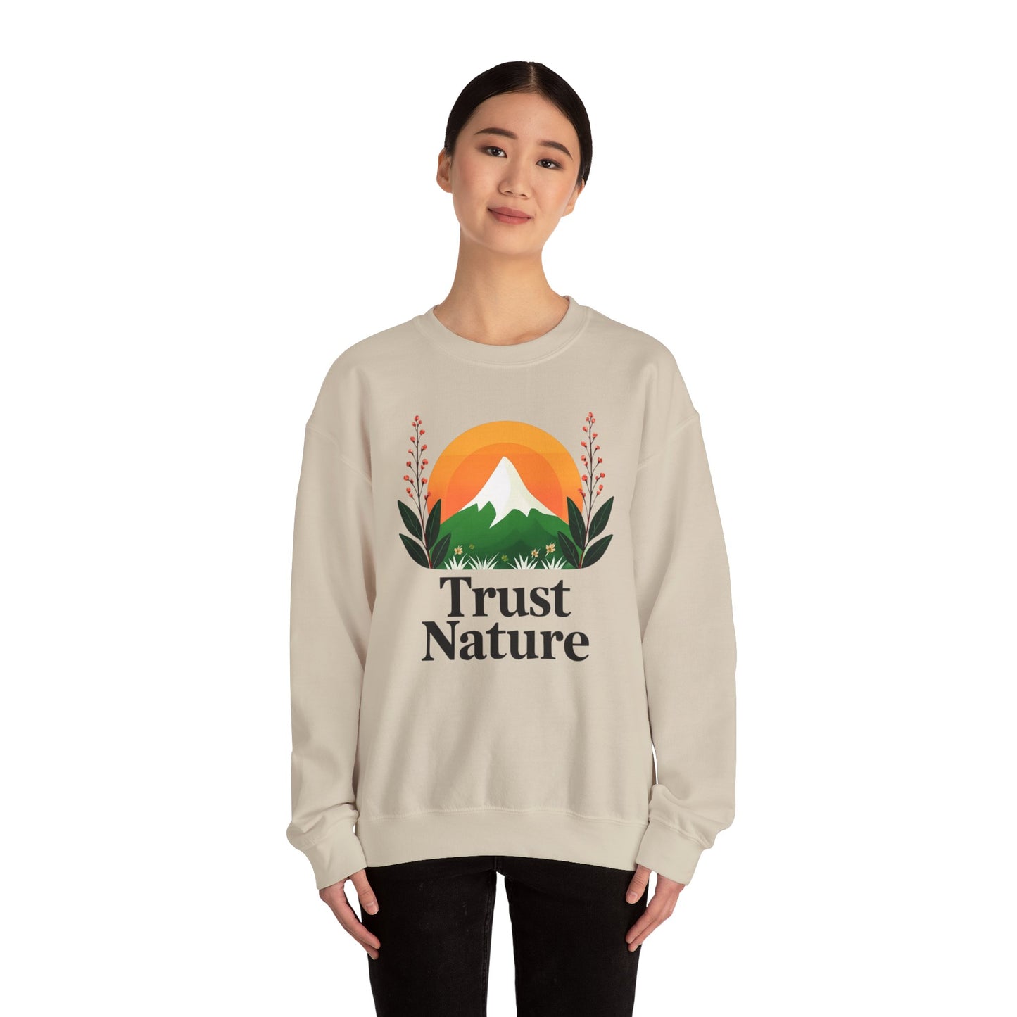 Trust Nature Crewneck Sweatshirt, Cozy Nature Inspired Apparel, Perfect Gift for Nature Lovers, Eco Friendly Fashion, Adventure Ready