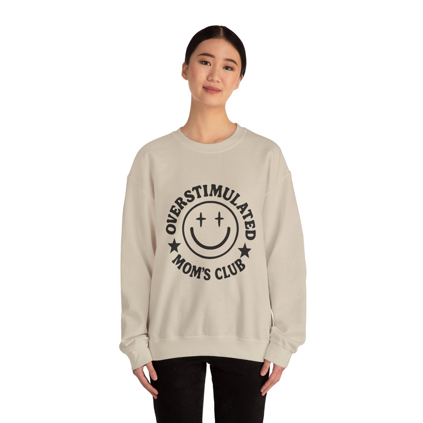 Overstimulated Mom's Club Crewneck Sweatshirt, Funny Gift for Moms, Cozy Lounge Wear, Mother's Day Gift, Parenting Humor Apparel