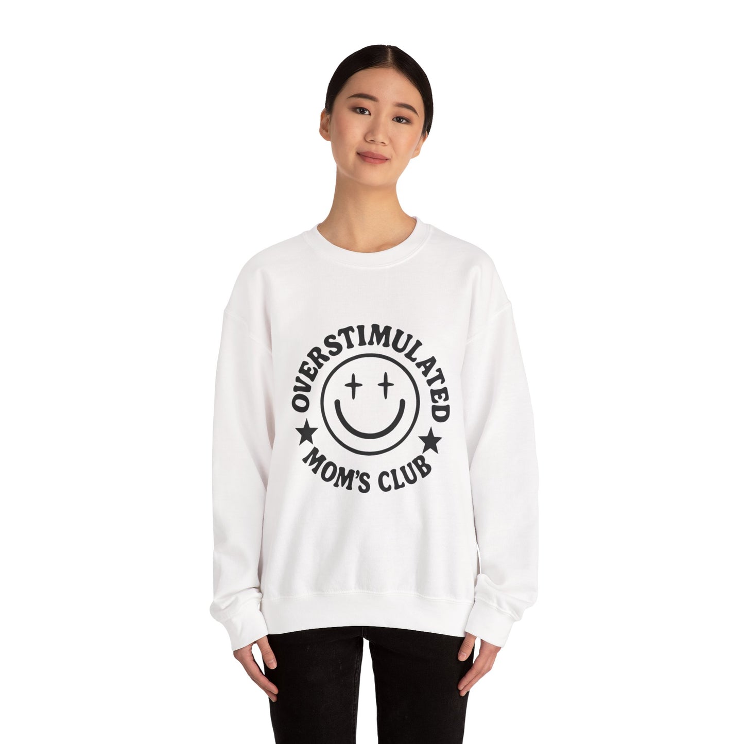 Overstimulated Mom's Club Crewneck Sweatshirt, Funny Gift for Moms, Cozy Lounge Wear, Mother's Day Gift, Parenting Humor Apparel