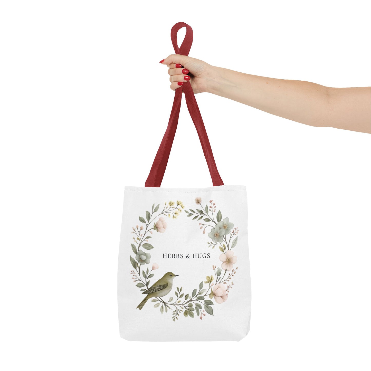 Herbs & Hugs Tote Bag | Floral Eco-Friendly Bag | Perfect for Gardening, Shopping, Beach Days, Mothers Day, Gift Ideas