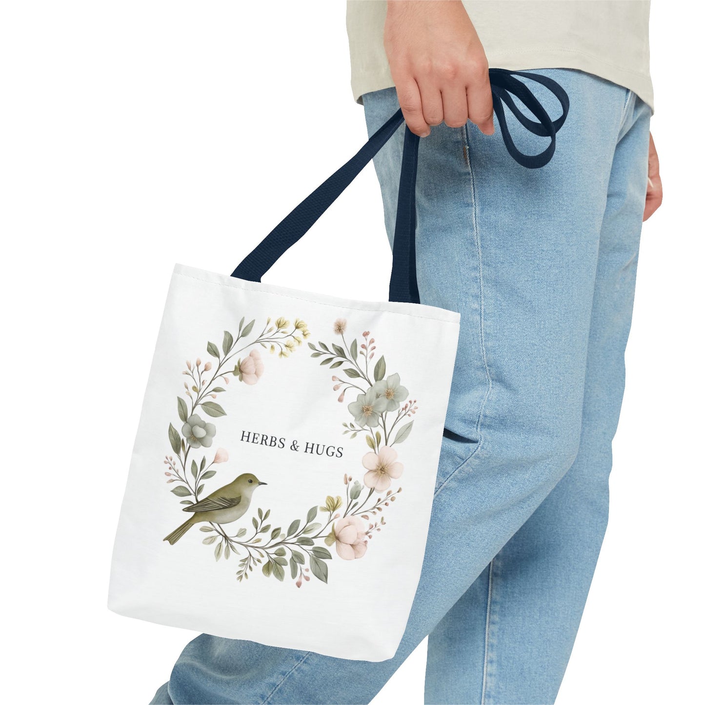 Herbs & Hugs Tote Bag | Floral Eco-Friendly Bag | Perfect for Gardening, Shopping, Beach Days, Mothers Day, Gift Ideas