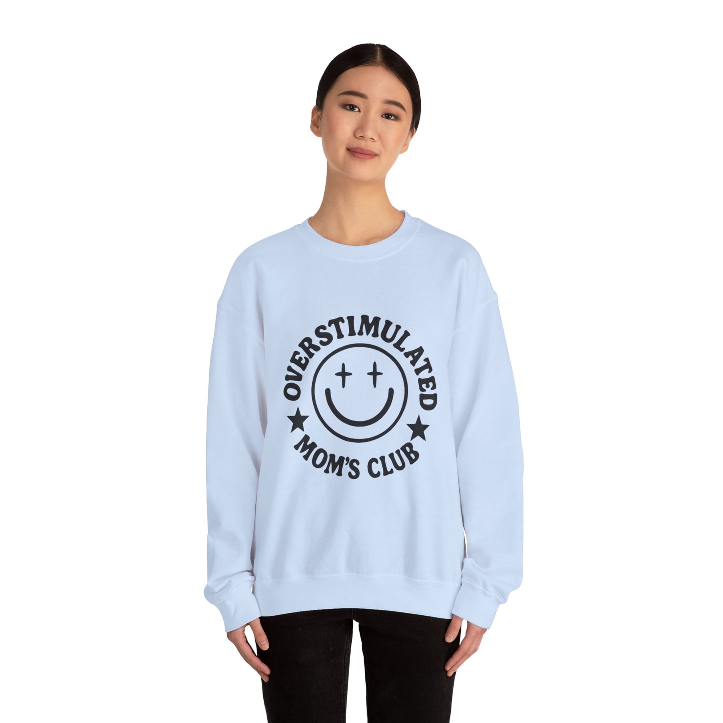 Overstimulated Mom's Club Crewneck Sweatshirt, Funny Gift for Moms, Cozy Lounge Wear, Mother's Day Gift, Parenting Humor Apparel