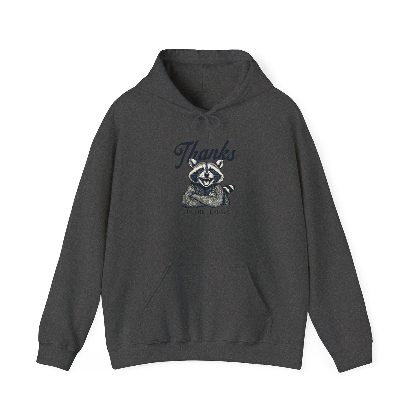 Trauma Raccoon Hoodie - Cozy Sweatshirt for Mental Health Awareness, Funny Gift for Friends, Relaxed Style for Everyday Use, Perfect for