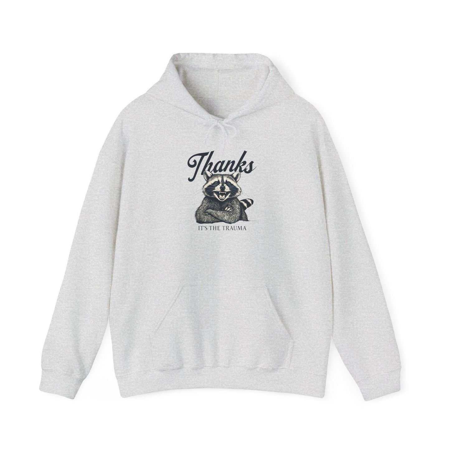 Trauma Raccoon Hoodie - Cozy Sweatshirt for Mental Health Awareness, Funny Gift for Friends, Relaxed Style for Everyday Use, Perfect for