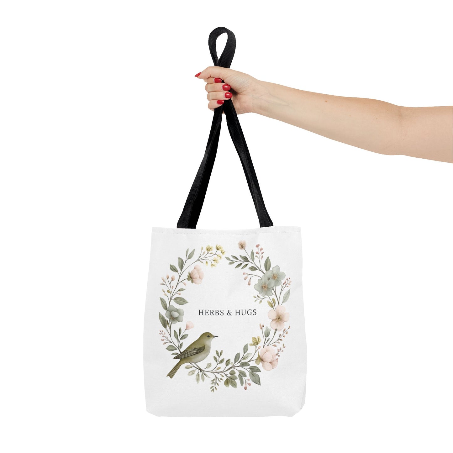 Herbs & Hugs Tote Bag | Floral Eco-Friendly Bag | Perfect for Gardening, Shopping, Beach Days, Mothers Day, Gift Ideas