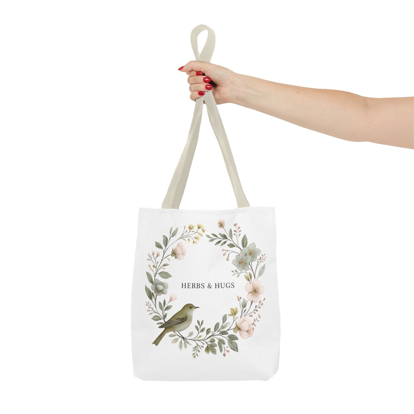 Herbs & Hugs Tote Bag | Floral Eco-Friendly Bag | Perfect for Gardening, Shopping, Beach Days, Mothers Day, Gift Ideas