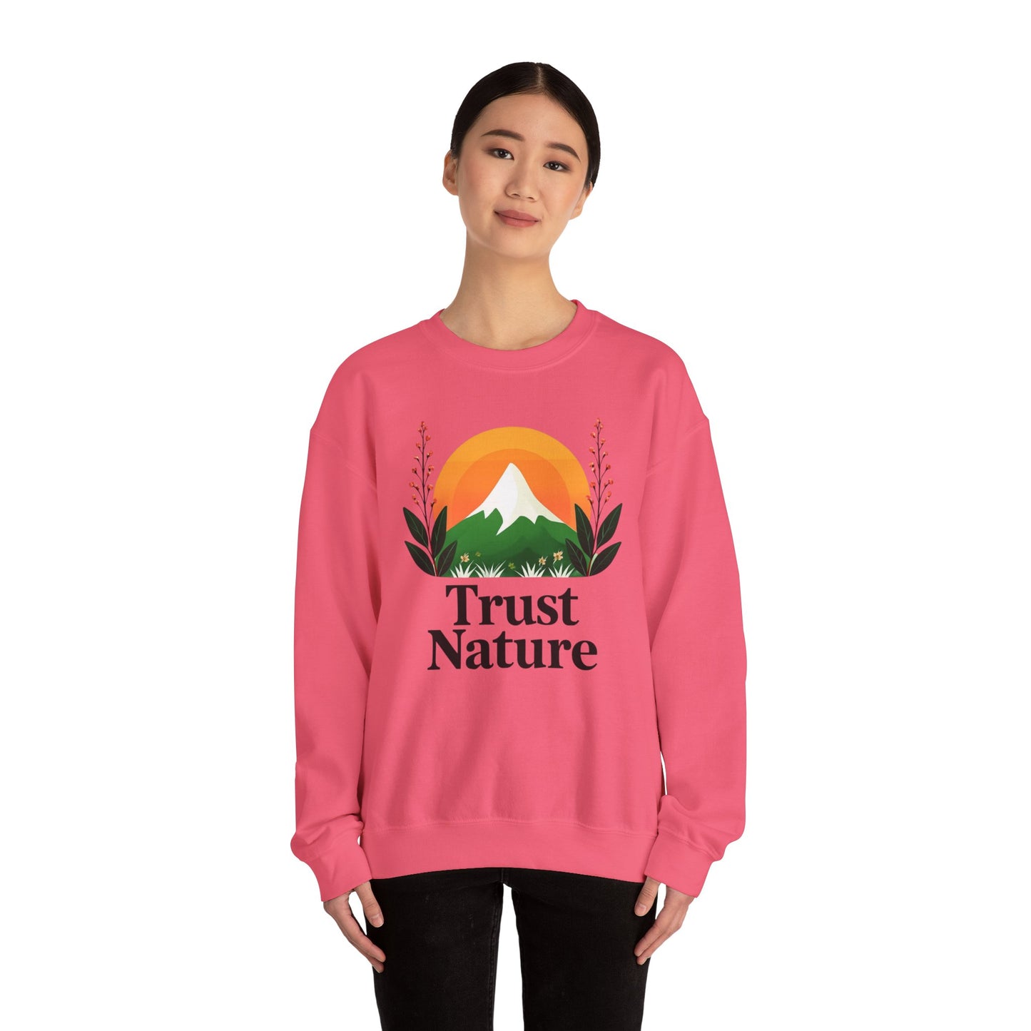 Trust Nature Crewneck Sweatshirt, Cozy Nature Inspired Apparel, Perfect Gift for Nature Lovers, Eco Friendly Fashion, Adventure Ready