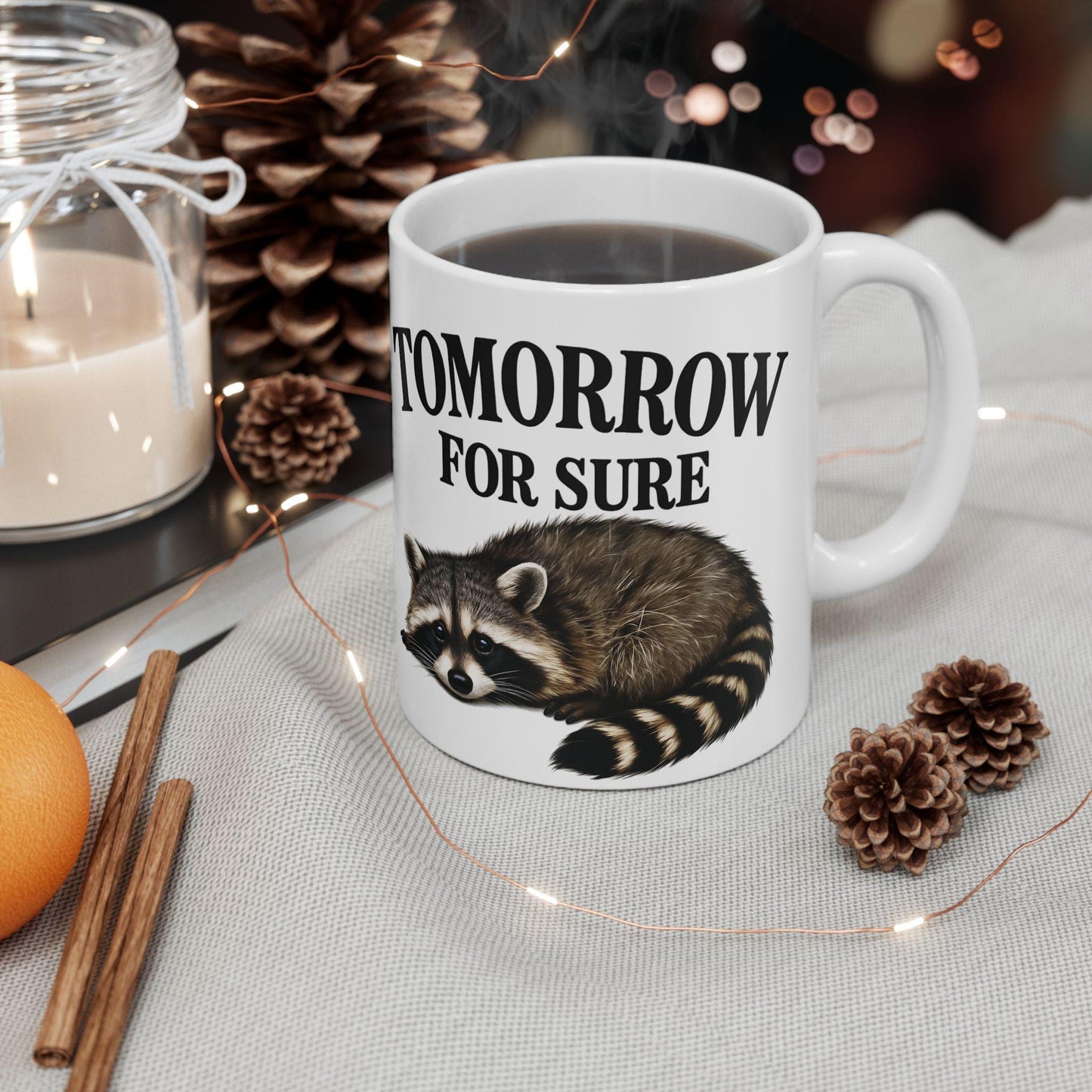 Whimsical Raccoon Ceramic Mug, Perfect for Animal Lovers, Gifts for Friends, Home Decor, Cute Coffee Cup, Funny Mug