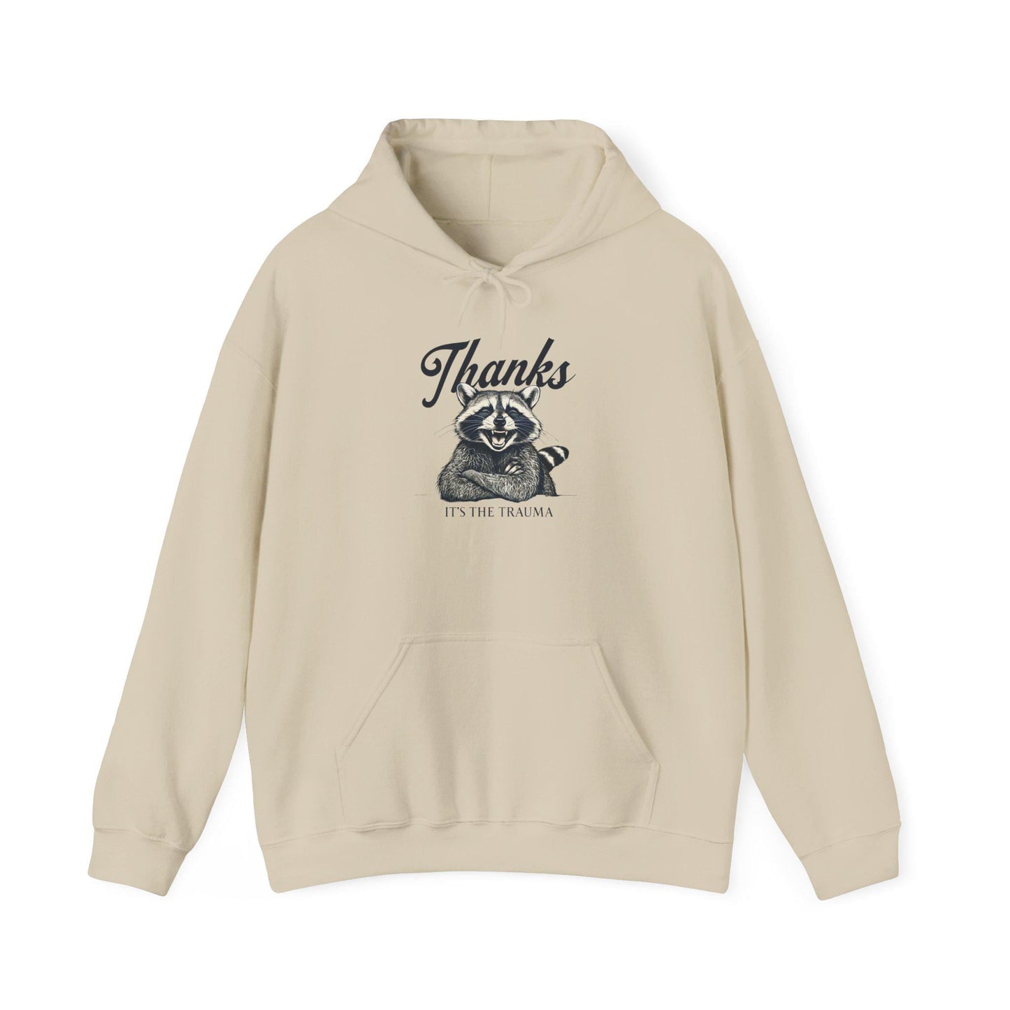 Trauma Raccoon Hoodie - Cozy Sweatshirt for Mental Health Awareness, Funny Gift for Friends, Relaxed Style for Everyday Use, Perfect for