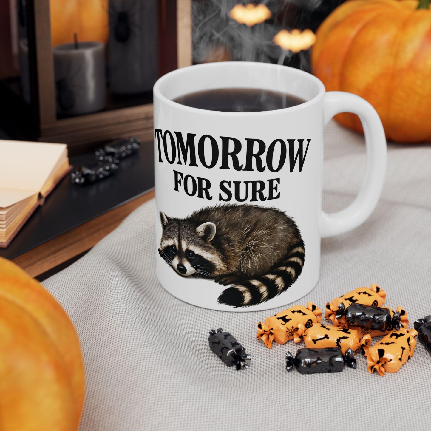 Whimsical Raccoon Ceramic Mug, Perfect for Animal Lovers, Gifts for Friends, Home Decor, Cute Coffee Cup, Funny Mug