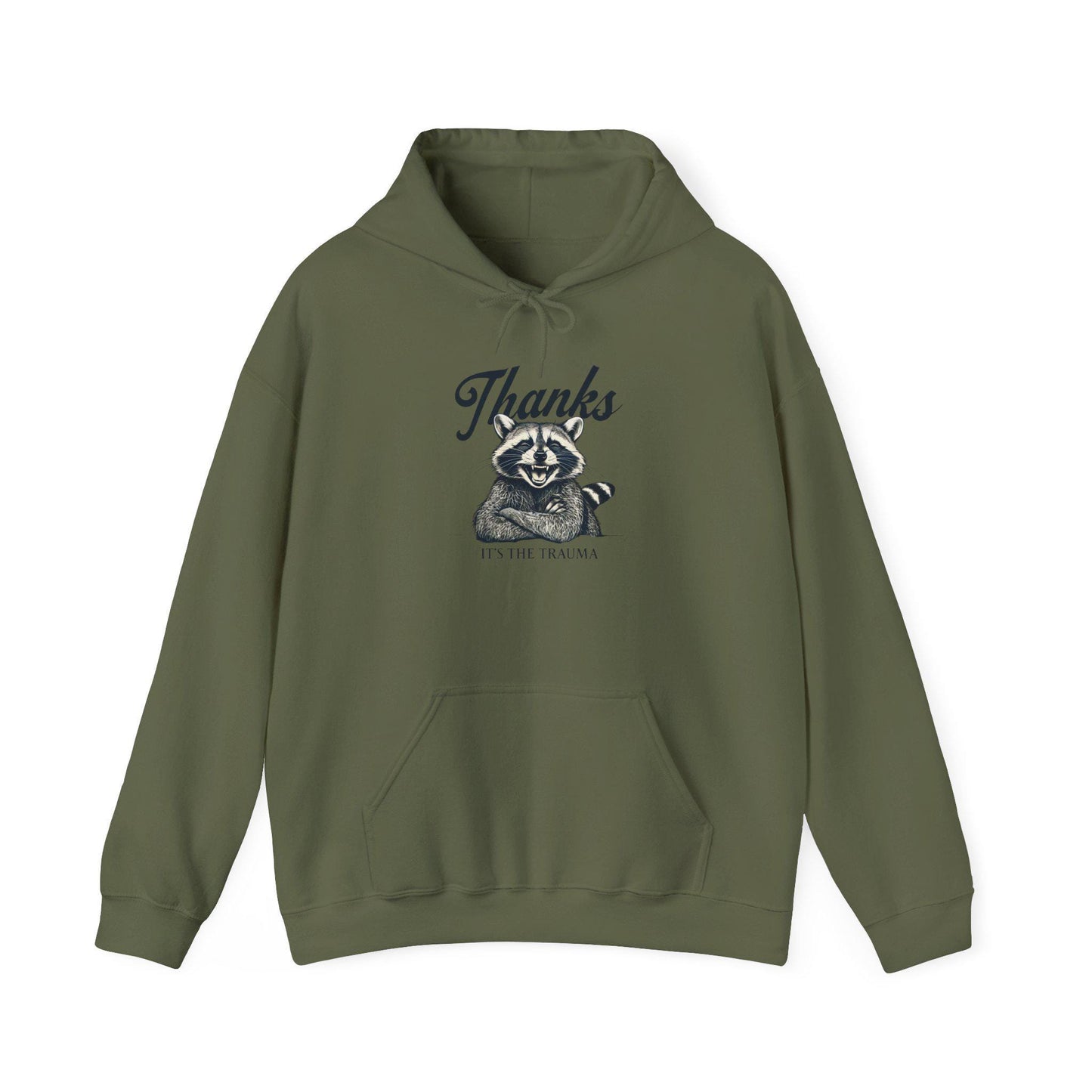 Trauma Raccoon Hoodie - Cozy Sweatshirt for Mental Health Awareness, Funny Gift for Friends, Relaxed Style for Everyday Use, Perfect for