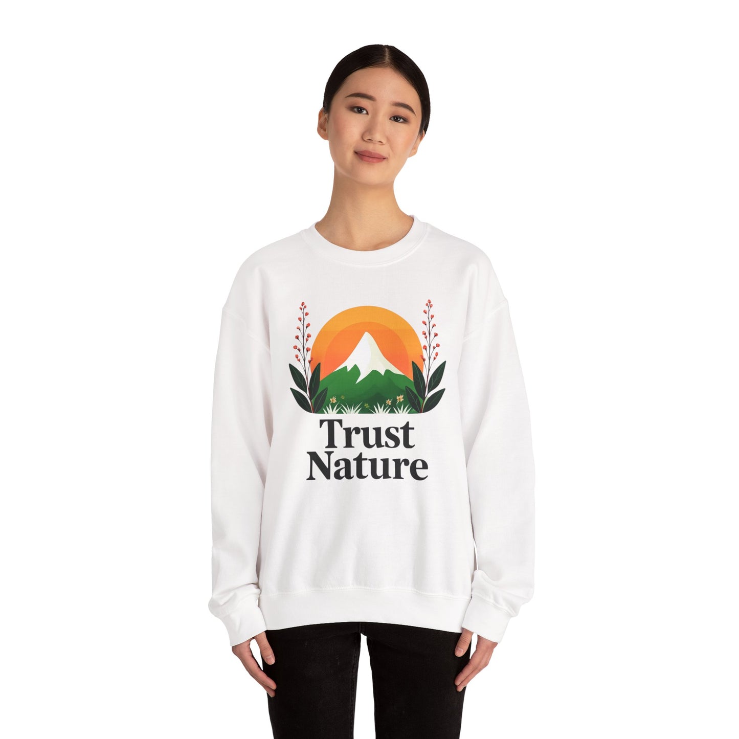 Trust Nature Crewneck Sweatshirt, Cozy Nature Inspired Apparel, Perfect Gift for Nature Lovers, Eco Friendly Fashion, Adventure Ready