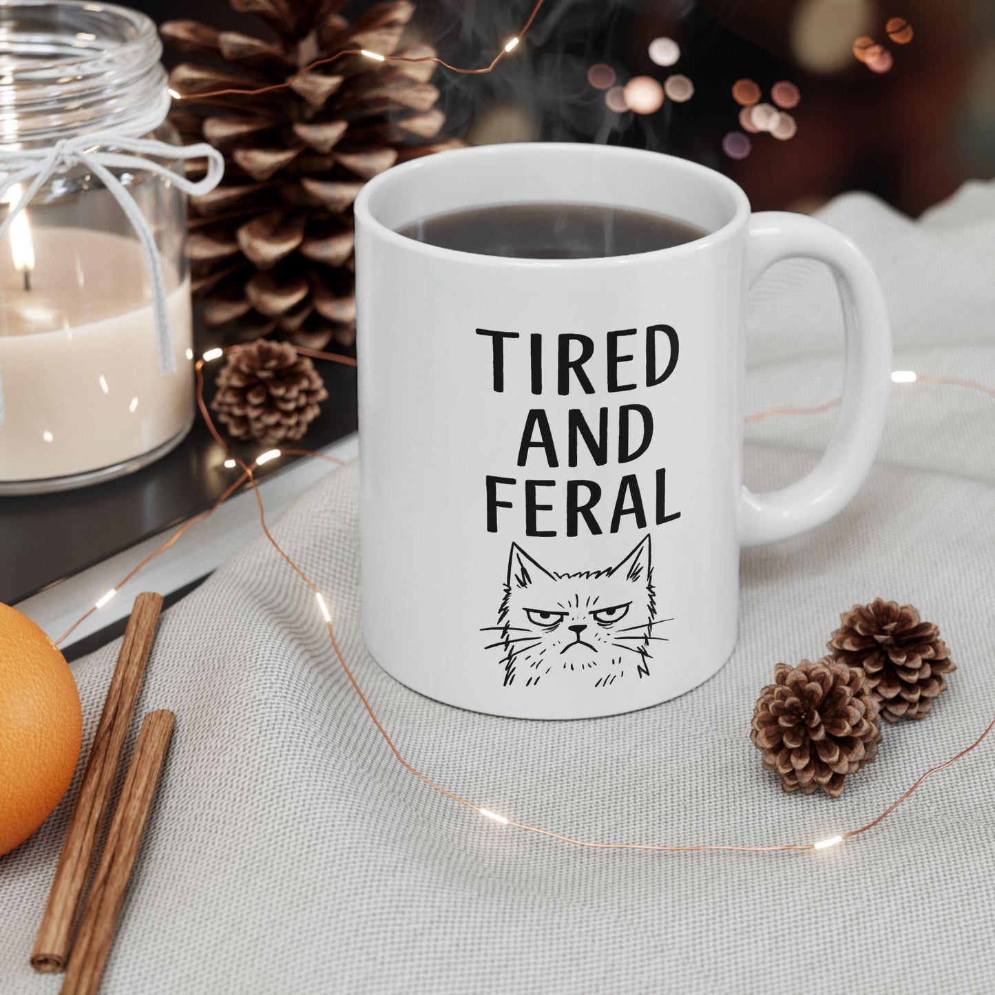 Funny Cat-Themed Ceramic Mug, Cat Lover Gift, Funny Cat Meme, Perfect for Birthdays, Coffee Mug for Pet Owners