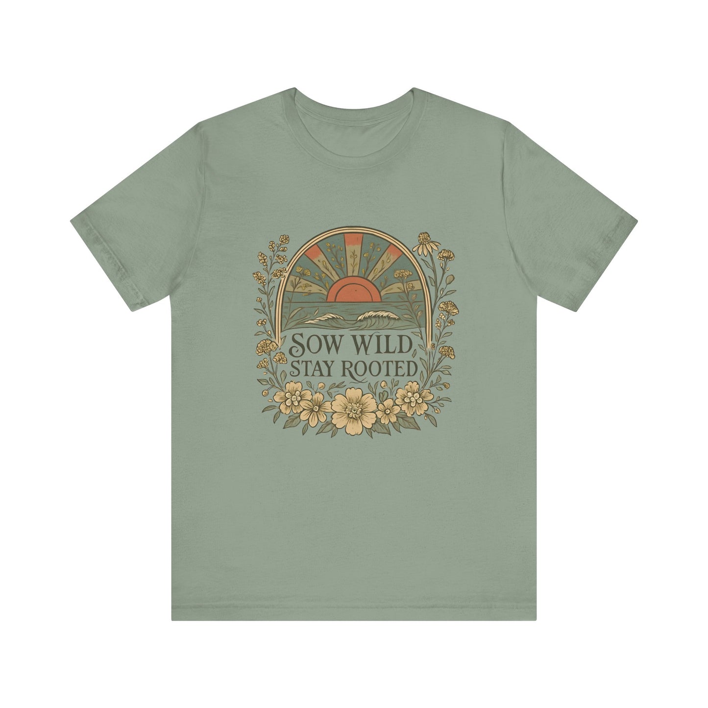 Garden Inspired Unisex Jersey Tee - Sow Wild Stay Rooted, Gift for Nature Lovers, Summer Style, Eco-Friendly, Casual Apparel